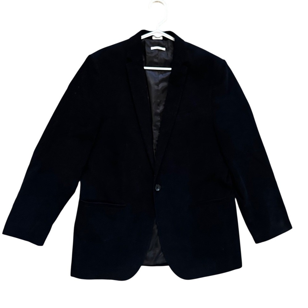 Calvin Klein Mens Slim Fit Corduroy Blazer Sport Coat Black Single Button